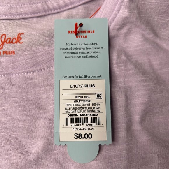 Cat & Jack Eyelet Shortsleeve Shirt Girl's L (10/12) Plus Crew Neck Violet NWT - Picture 5 of 9